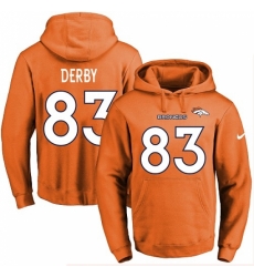 NFL Mens Nike Denver Broncos 83 AJ Derby Orange Name Number Pullover Hoodie
