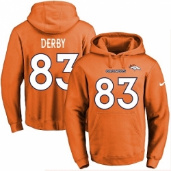 NFL Mens Nike Denver Broncos 83 AJ Derby Orange Name Number Pullover Hoodie