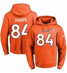 NFL Mens Nike Denver Broncos 84 Shannon Sharpe Orange Name Number Pullover Hoodie