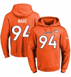 NFL Mens Nike Denver Broncos 94 DeMarcus Ware Orange Name Number Pullover Hoodie