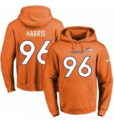 NFL Mens Nike Denver Broncos 96 Shelby Harris Orange Name Number Pullover Hoodie