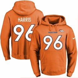 NFL Mens Nike Denver Broncos 96 Shelby Harris Orange Name Number Pullover Hoodie