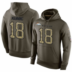 NFL Nike Denver Broncos 18 Peyton Manning Green Salute To Service Mens Pullover Hoodie