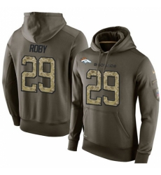 NFL Nike Denver Broncos 29 Bradley Roby Green Salute To Service Mens Pullover Hoodie