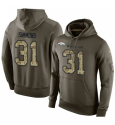 NFL Nike Denver Broncos 31 Justin Simmons Green Salute To Service Mens Pullover Hoodie