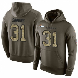 NFL Nike Denver Broncos 31 Justin Simmons Green Salute To Service Mens Pullover Hoodie