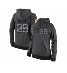 Football Womens Detroit Lions 29 Rashaan Melvin Stitched Black Anthracite Salute to Service Player Performance Hoodie