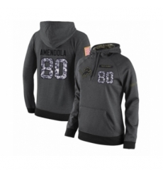 Football Womens Detroit Lions 80 Danny Amendola Stitched Black Anthracite Salute to Service Player Performance Hoodie