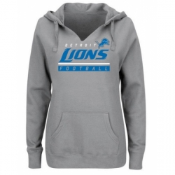 NFL Detroit Lions Majestic Womens Self Determination Pullover Hoodie Heather Gray
