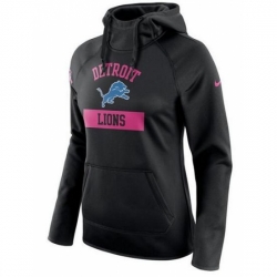 NFL Detroit Lions Nike Womens Breast Cancer Awareness Circuit Performance Pullover Hoodie Black