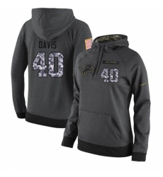NFL Womens Nike Detroit Lions 40 Jarrad Davis Stitched Black Anthracite Salute to Service Player Performance Hoodie