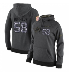 NFL Womens Nike Detroit Lions 58 Paul Worrilow Stitched Black Anthracite Salute to Service Player Performance Hoodie
