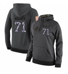 NFL Womens Nike Detroit Lions 71 Ricky Wagner Stitched Black Anthracite Salute to Service Player Performance Hoodie