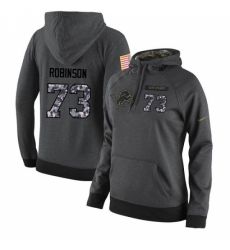 NFL Womens Nike Detroit Lions 73 Greg Robinson Stitched Black Anthracite Salute to Service Player Performance Hoodie
