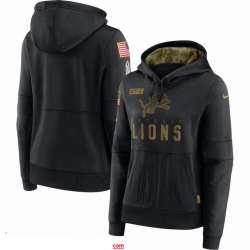 Women Detroit Lions Nike 2020 Salute to Service Performance Pullover Hoodie Black
