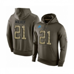Football Detroit Lions 21 Tracy Walker Green Salute To Service Mens Pullover Hoodie
