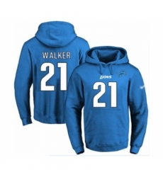 Football Mens Detroit Lions 21 Tracy Walker Blue Name Number Pullover Hoodie