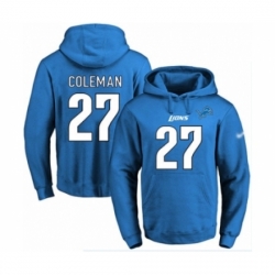 Football Mens Detroit Lions 27 Justin Coleman Blue Name Number Pullover Hoodie