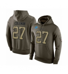 Football Mens Detroit Lions 27 Justin Coleman Green Salute To Service Pullover Hoodie