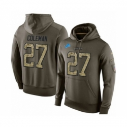 Football Mens Detroit Lions 27 Justin Coleman Green Salute To Service Pullover Hoodie