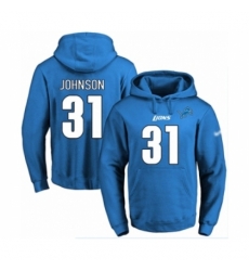 Football Mens Detroit Lions 31 Ty Johnson Blue Name Number Pullover Hoodie