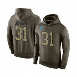 Football Mens Detroit Lions 31 Ty Johnson Green Salute To Service Pullover Hoodie