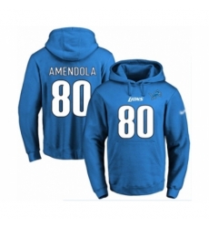 Football Mens Detroit Lions 80 Danny Amendola Blue Name Number Pullover Hoodie