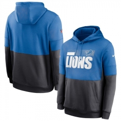 Men Detroit Lions Nike Sideline Impact Lockup Performance Pullover Hoodie Blue Charcoal