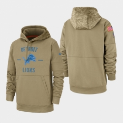 Mens Detroit Lions Tan 2019 Salute to Service Sideline Therma Pullover Hoodie