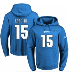 NFL Mens Nike Detroit Lions 15 Golden Tate III Blue Name Number Pullover Hoodie