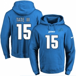 NFL Mens Nike Detroit Lions 15 Golden Tate III Blue Name Number Pullover Hoodie