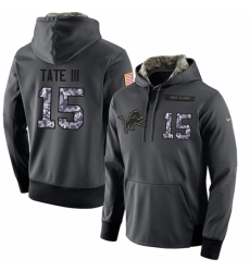 NFL Mens Nike Detroit Lions 15 Golden Tate III Stitched Black Anthracite Salute to Service Player Performance Hoodie