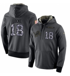 NFL Mens Nike Detroit Lions 18 Jeff Locke Stitched Black Anthracite Salute to Service Player Performance Hoodie