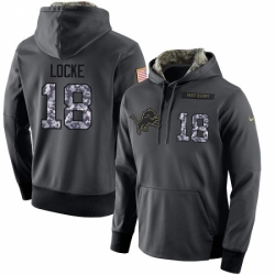 NFL Mens Nike Detroit Lions 18 Jeff Locke Stitched Black Anthracite Salute to Service Player Performance Hoodie