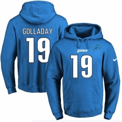 NFL Mens Nike Detroit Lions 19 Kenny Golladay Blue Name Number Pullover Hoodie