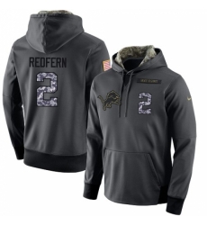 NFL Mens Nike Detroit Lions 2 Kasey Redfern Stitched Black Anthracite Salute to Service Player Performance Hoodie