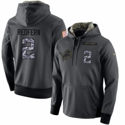 NFL Mens Nike Detroit Lions 2 Kasey Redfern Stitched Black Anthracite Salute to Service Player Performance Hoodie