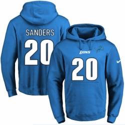 NFL Mens Nike Detroit Lions 20 Barry Sanders Blue Name Number Pullover Hoodie