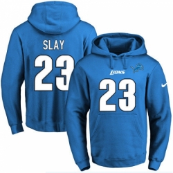 NFL Mens Nike Detroit Lions 23 Darius Slay Blue Name Number Pullover Hoodie