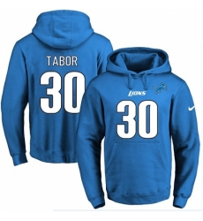 NFL Mens Nike Detroit Lions 30 Teez Tabor Blue Name Number Pullover Hoodie