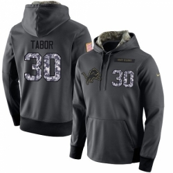 NFL Mens Nike Detroit Lions 30 Teez Tabor Stitched Black Anthracite Salute to Service Player Performance Hoodie