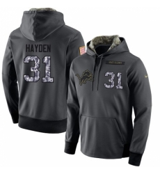 NFL Mens Nike Detroit Lions 31 DJ Hayden Stitched Black Anthracite Salute to Service Player Performance Hoodie
