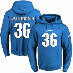 NFL Mens Nike Detroit Lions 36 Dwayne Washington Blue Name Number Pullover Hoodie