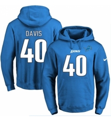 NFL Mens Nike Detroit Lions 40 Jarrad Davis Blue Name Number Pullover Hoodie