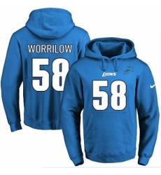NFL Mens Nike Detroit Lions 58 Paul Worrilow Blue Name Number Pullover Hoodie