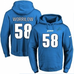 NFL Mens Nike Detroit Lions 58 Paul Worrilow Blue Name Number Pullover Hoodie