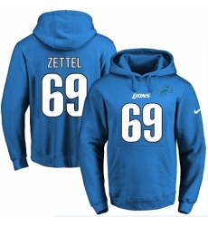 NFL Mens Nike Detroit Lions 69 Anthony Zettel Blue Name Number Pullover Hoodie