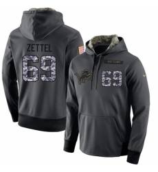 NFL Mens Nike Detroit Lions 69 Anthony Zettel Stitched Black Anthracite Salute to Service Player Performance Hoodie
