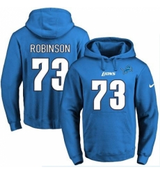 NFL Mens Nike Detroit Lions 73 Greg Robinson Blue Name Number Pullover Hoodie