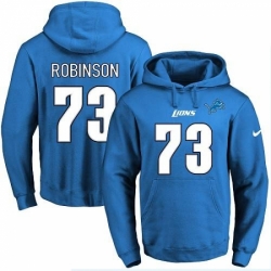 NFL Mens Nike Detroit Lions 73 Greg Robinson Blue Name Number Pullover Hoodie